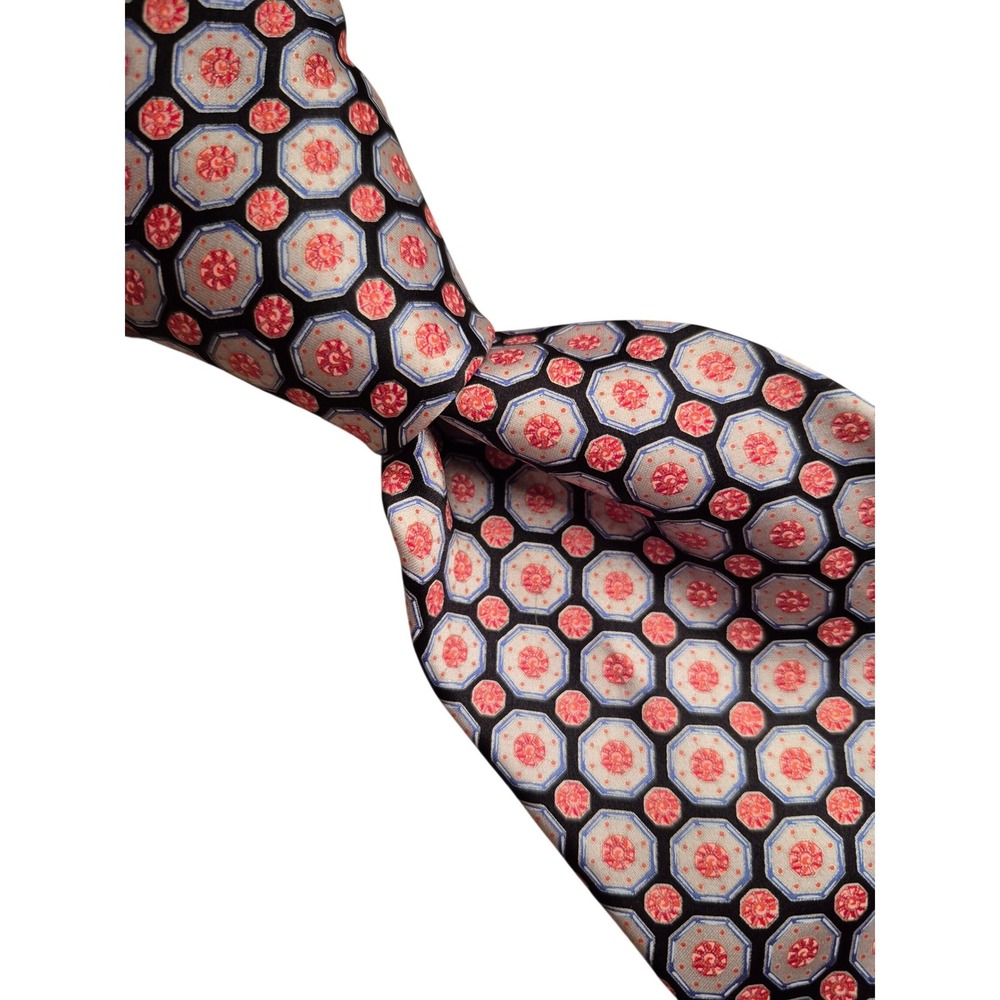 Stefano Ricci Luxury Collection Silk Tie Geometric Medallion Red Blue Italy
